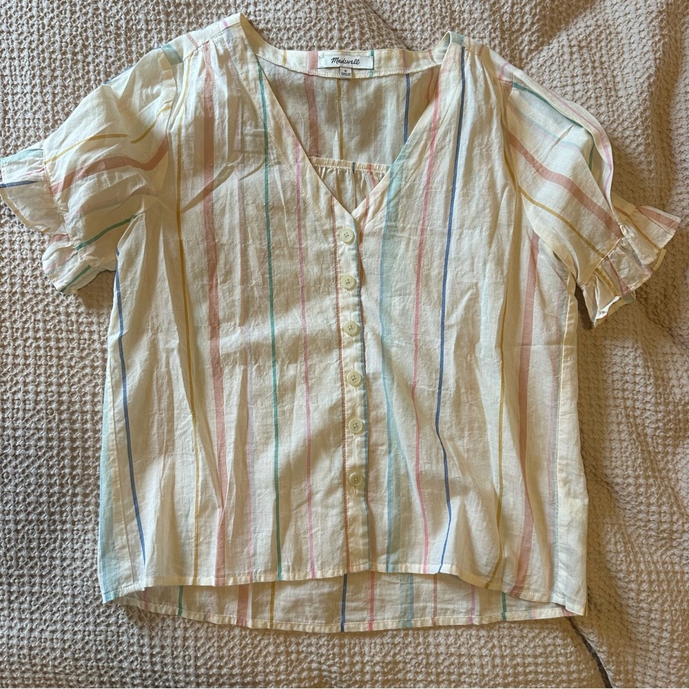 Madewell Pastel Striped Button-Up Blouse